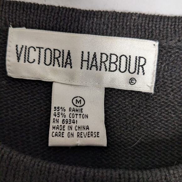 Victoria Harbour Vintage Black Long Sleeve Beaded Sequin Crewneck Sweater Size M - Picture 2 of 7